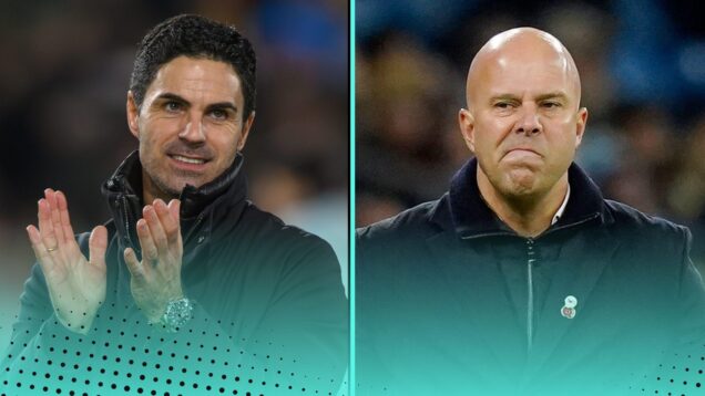 Arsenal manager Mikel Arteta Liverpool manager Arne Slot points and goal tallies compared to this stage last season