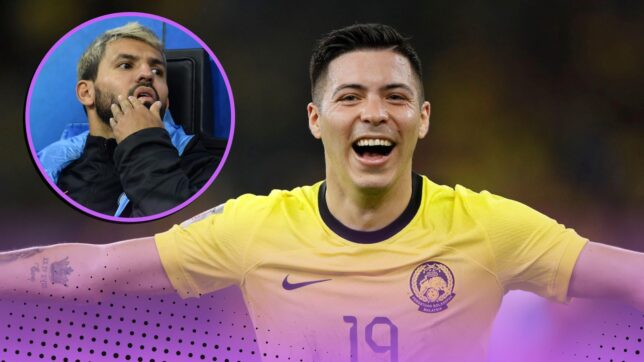 Sergio Aguero - Manchester City legend (inset) pictured alongside his namesake from the Malaysia national team