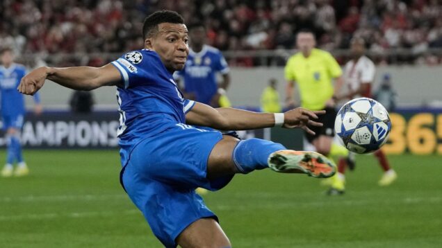 Kylian Mbappe hit four against Olympiacos in 2025.