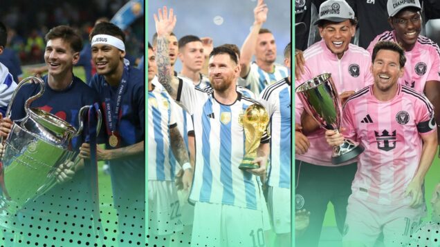 Lionel Messi every trophy won including Barcelona, Argentina, Inter Miami, World Cup, Champions League