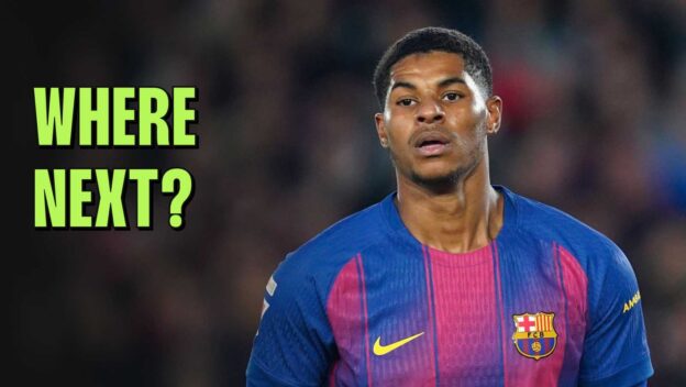 Marcus Rashford in action for Barcelona