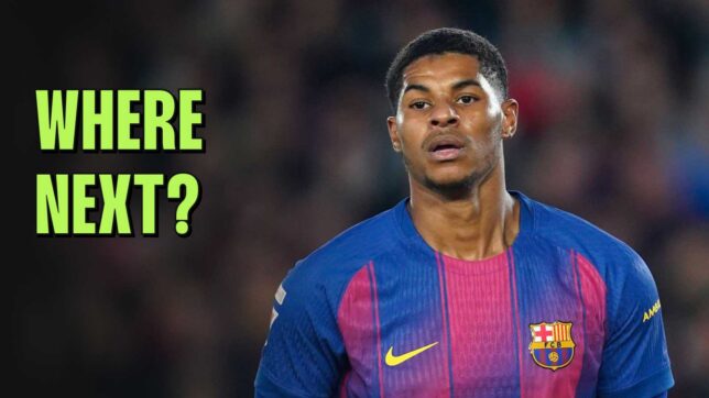 Marcus Rashford in action for Barcelona