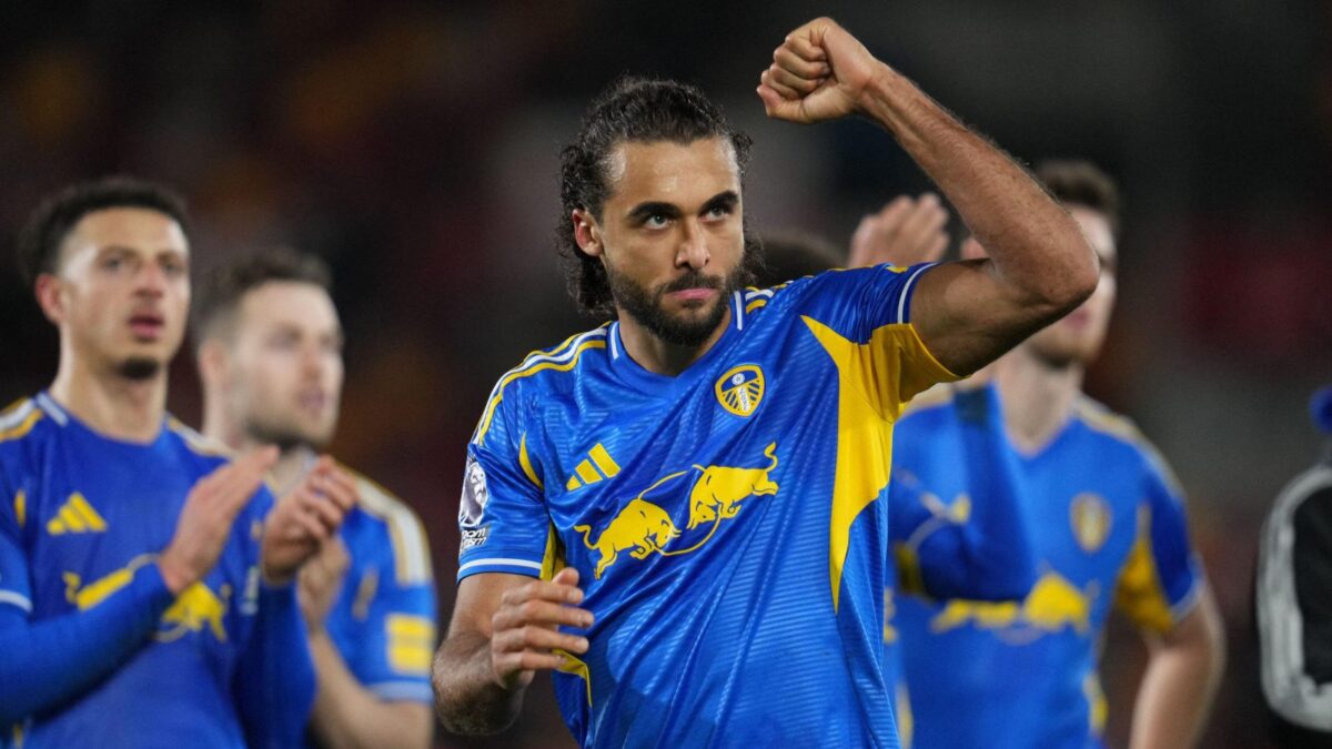 Dominic Calvert-Lewin of Leeds United celebrates with away support during the Premier League match Brentford vs Leeds United at The Gtech Community Stadium, London, United Kingdom, 14th December 2025