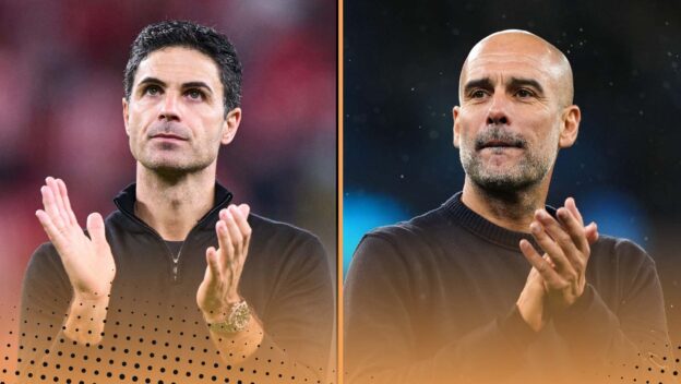 Mikel Arteta and Pep Guardiola 2025