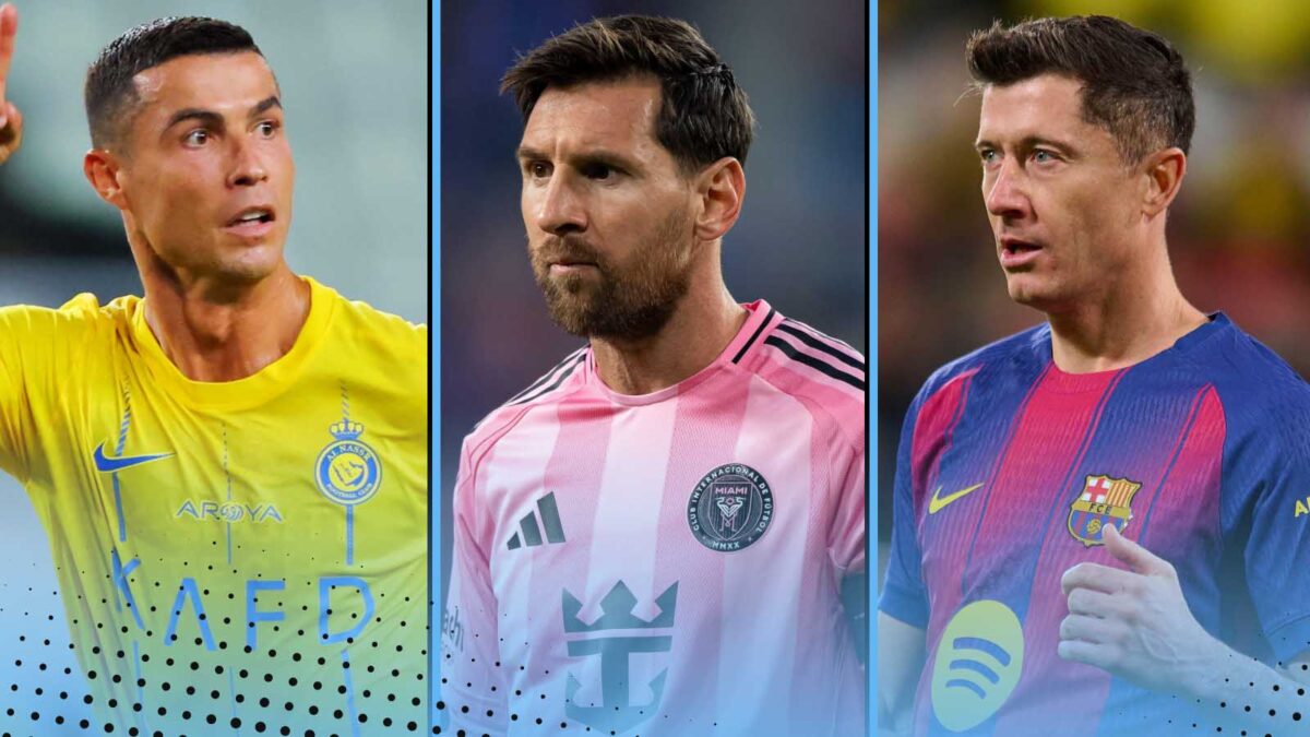 Cristiano Ronaldo, Lionel Messi and Robert Lewandowski