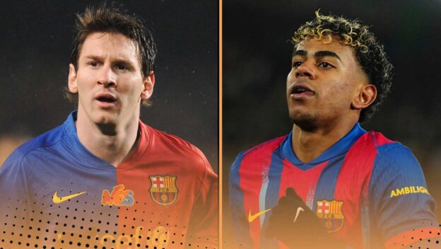 Lionel Messi and Lamine Yamal