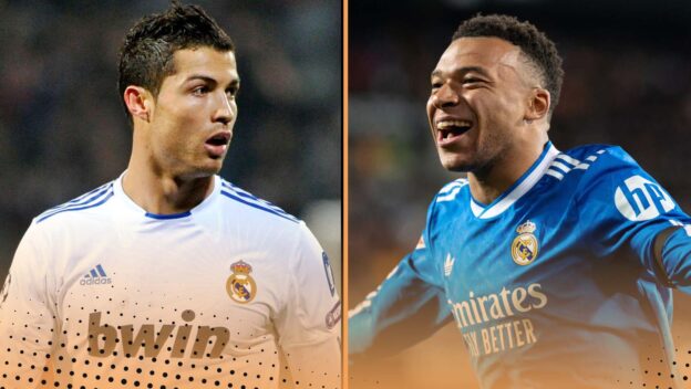 Cristiano Ronalo and Kylian Mbappe of Real Madrid