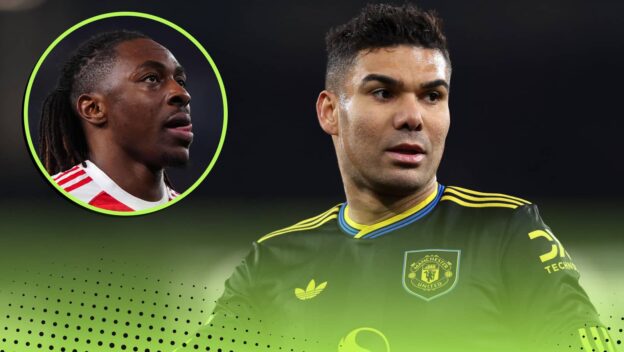 Casemiro in main image with Eberechi Eze in a small circle