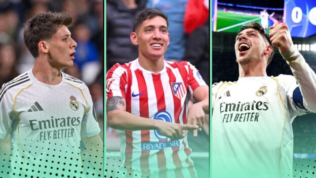 Puskas Award contenders 2026 featuring Atletico and Real Madrid (L-R) Arda Guler, Nahuel Molina, Federico Valverde