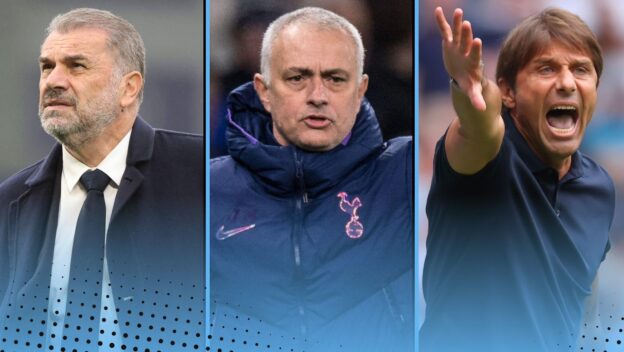 Ange Postecoglou, Jose Mourinho and Antonio Conte