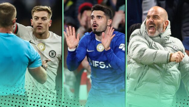 Chelsea red cards ranking 2025-26