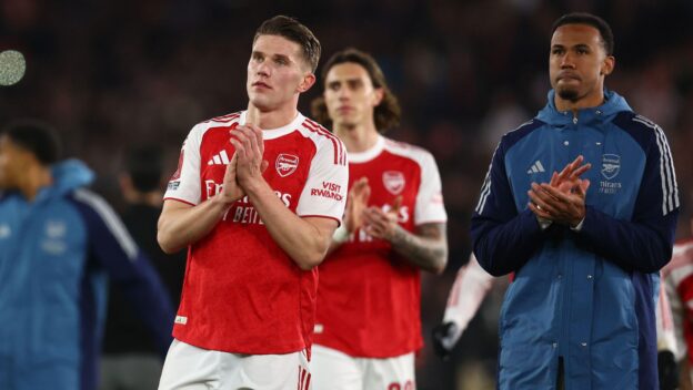 Arsenal players after their FA Cup defeat to Southampton in April 2026.