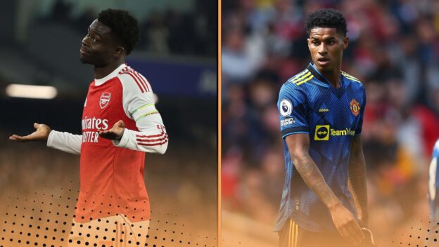 Marcus Rashford Bukayo Saka 300 matches appearances compared goals assists