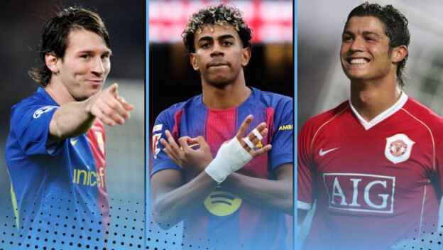 Lionel Messi, Lamine Yamal and Cristiano Ronaldo