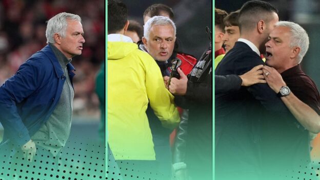 Jose Mourinho Red Cards Ranking featuring Roma, Benfica, Manchester United
