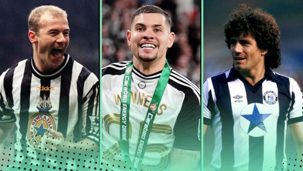 Ultimate Newcastle United Quiz featuring (L-R) Alan Shearer, Bruno Guimaraes, Kevin Keegan