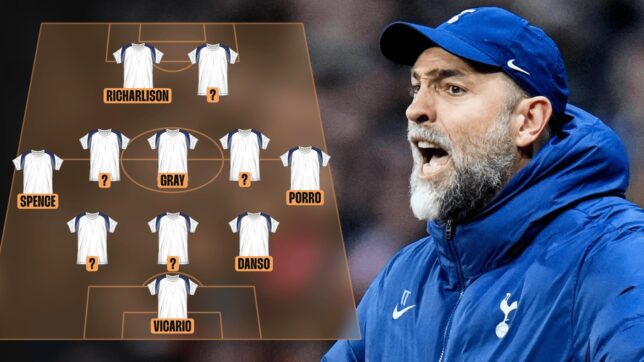 Tottenham lineup graphic with Igor Tudor