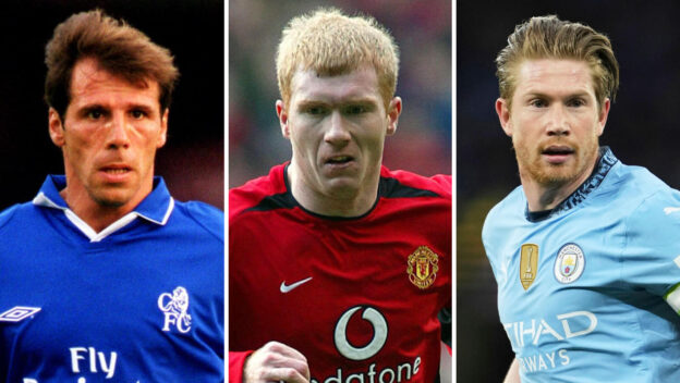 Gianfranco Zola, Paul Scholes & Kevin De Bruyne.