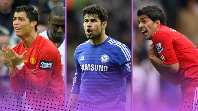 The Hall of Shame: 10 players with the most bookings for diving ft. Costa, Suarez, Ronaldo…