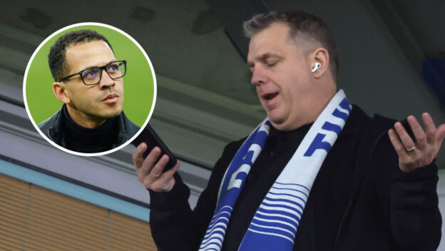 Chelsea owner Todd Boehly and, inset, Liam Rosenior.