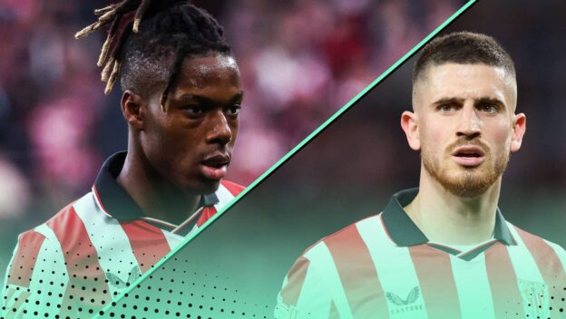 Nico Williams and Oihan Sancet in Athletic Bilbao kits