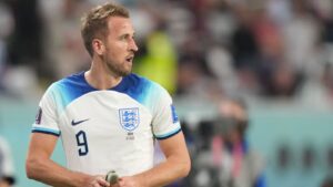 Harry Kane in action for England at the 2022 World Cup