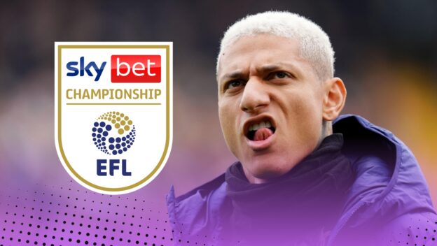 Richarlison and the Championship logo