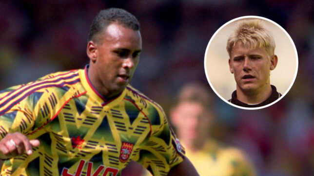 David Rocastle and, inset, Peter Schmeichel.