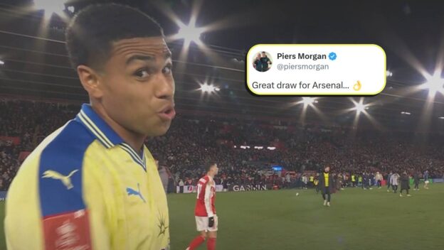 Southampton Arsenal X exchange FA Cup quarter-final featuring Piers Morgan, Shea Charles