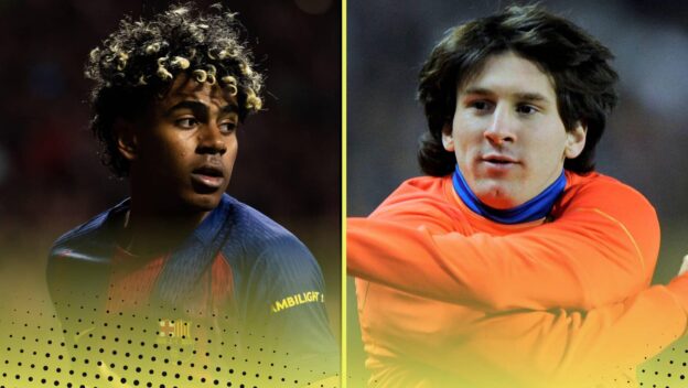 Lamine Yamal and Lionel Messi, side by side images