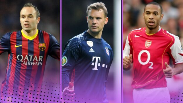 Andres Iniesta, Manuel Neuer and Thierry Henry