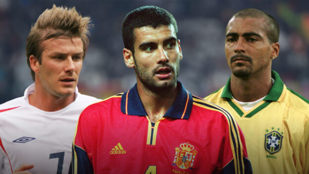 England's David Beckham, Spain midfielder Pep Guardiola and Brazil striker Romario.