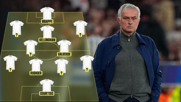 Jose Mourinho Real Madrid XI 2026-27 featuring Jude Bellingham and Kylian Mbappe