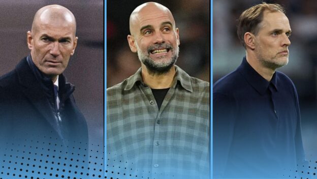 Zinedine Zidane, Pep Guardiola and Thomas Tuchel