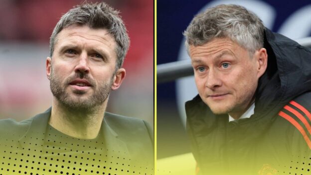 Michael Carrick and Ole Gunnar Solskjaer pictured in their Manchester United caretaker manager spells