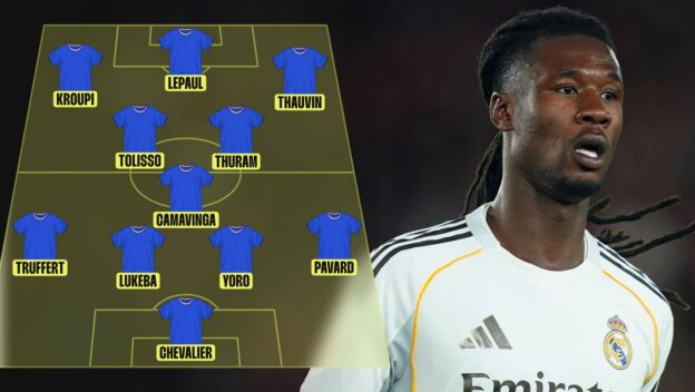France lineup graphic with Eduardo Camavinga pictured