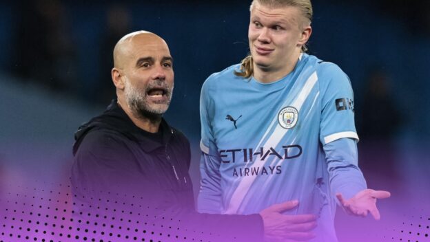 Pep Guardiola and Erling Haaland.