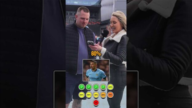 Man City fan being interviewed by Emma Jones