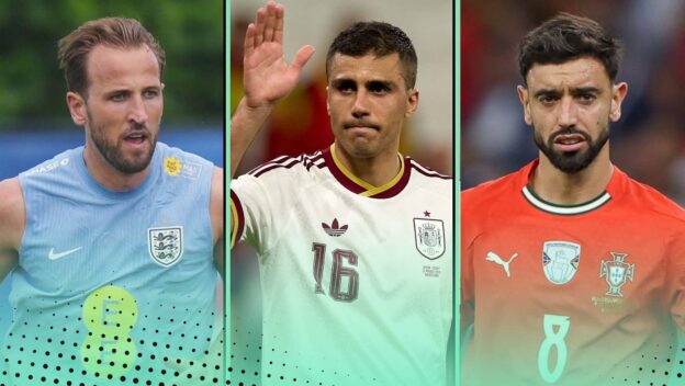 Harry Kane, Rodri and Bruno Fernandes