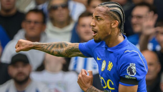 London, UK. 30th Aug, 2026. Chelsea v Brighton and Hove Albion - Premier League - Stamford Bridge - London. Joao Pedro celebrates his goal. Picture Credit: Mark Pain/Alamy Live News