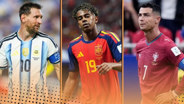 Lionel Messi, Lamine Yamal and Cristiano Ronaldo