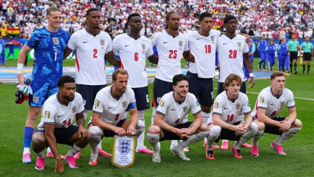 England's players line up before the World Cup match against Ghana.