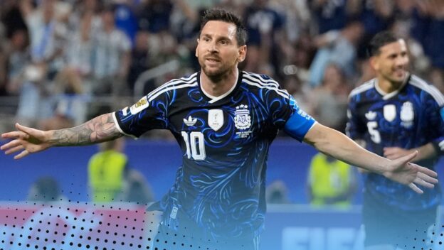 Lionel Messi celebrates
