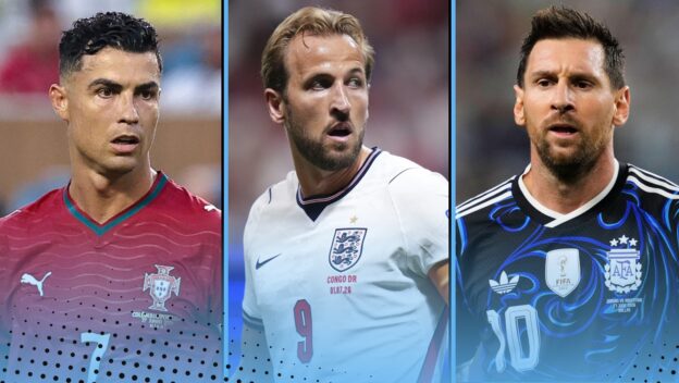 cristiano ronaldo, harry kane and lionel messi