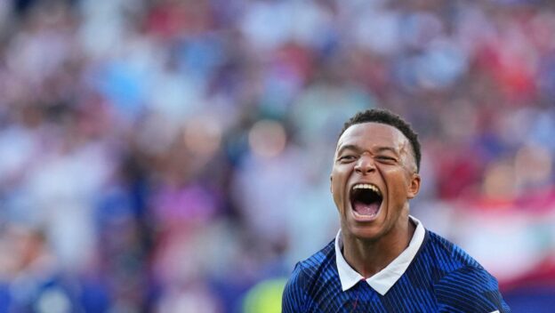Kylian Mbappe celebrates another World Cup knockout goal.