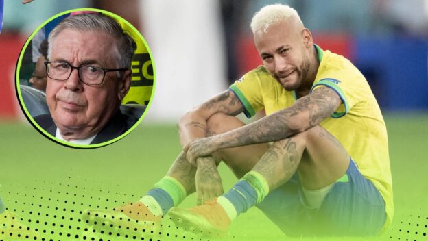 Carlo Ancelotti at the 2026 World Cup and Neymar after Brazil's elimination in 2022