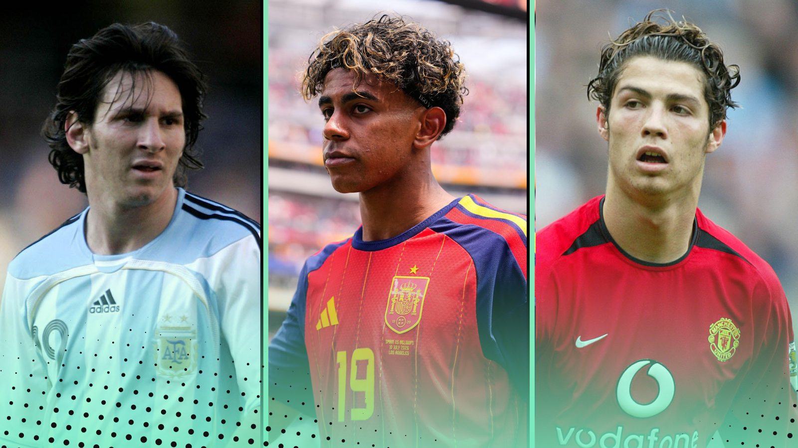 Comparing Lamine Yamal's stats at 19 to Messi & Ronaldo at the same age