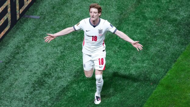 Anthony Gordon opens the scoring against Argentina in 2026.