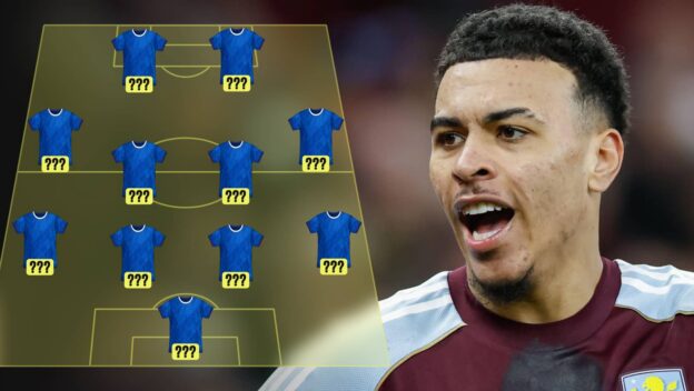 Morgan Rogers and a Chelsea lineup graphic