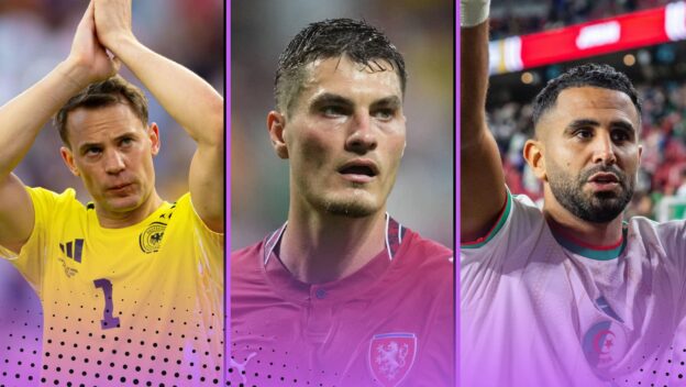 Manuel Neuer, Patrik Schick and Riyad Mahrez